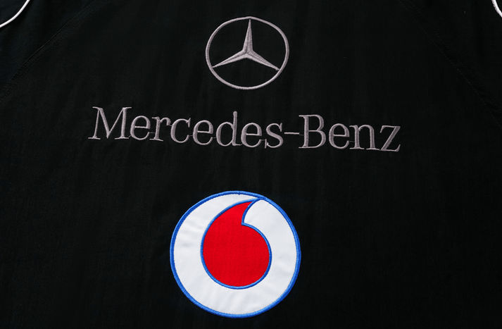 mercedes-benz embroidered f1 nascar vintage racing jacket - black