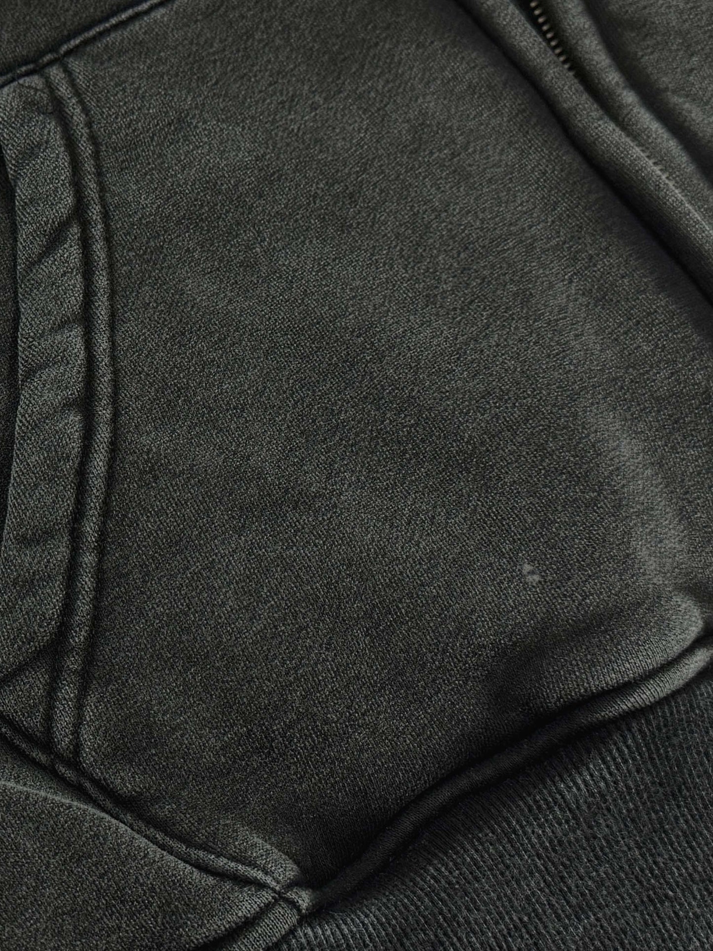 acid washed zip-through fleece hoodie