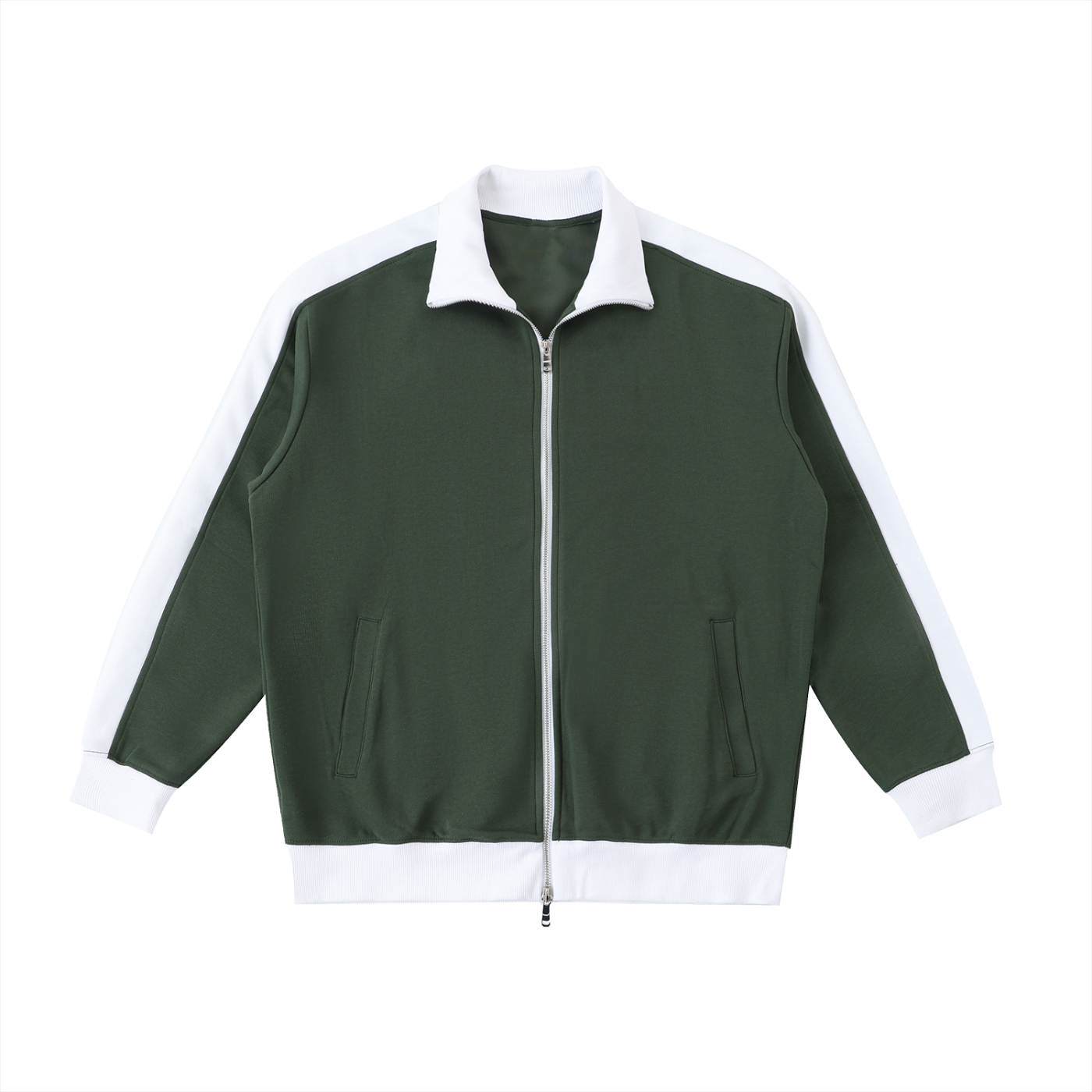 contrast trim stand collar jacket