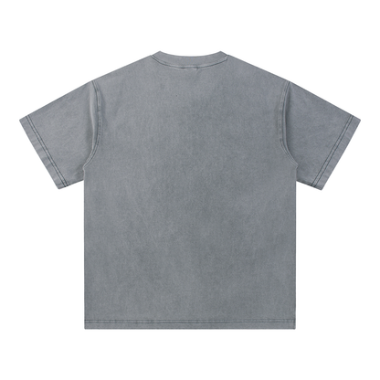 Acid Washed V-Neck Cotton T-Shirt