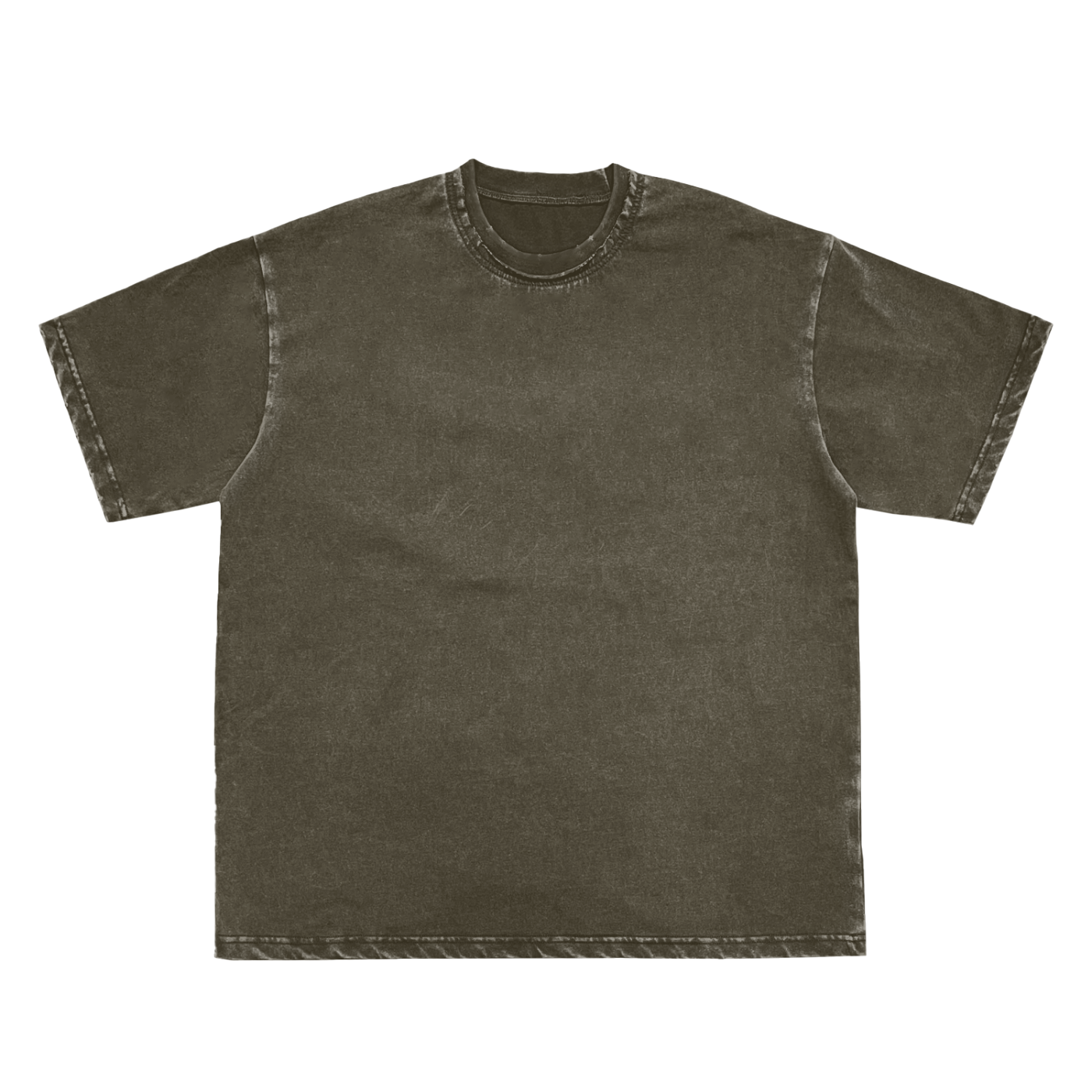 acid washed raw-edge neckline t-shirt