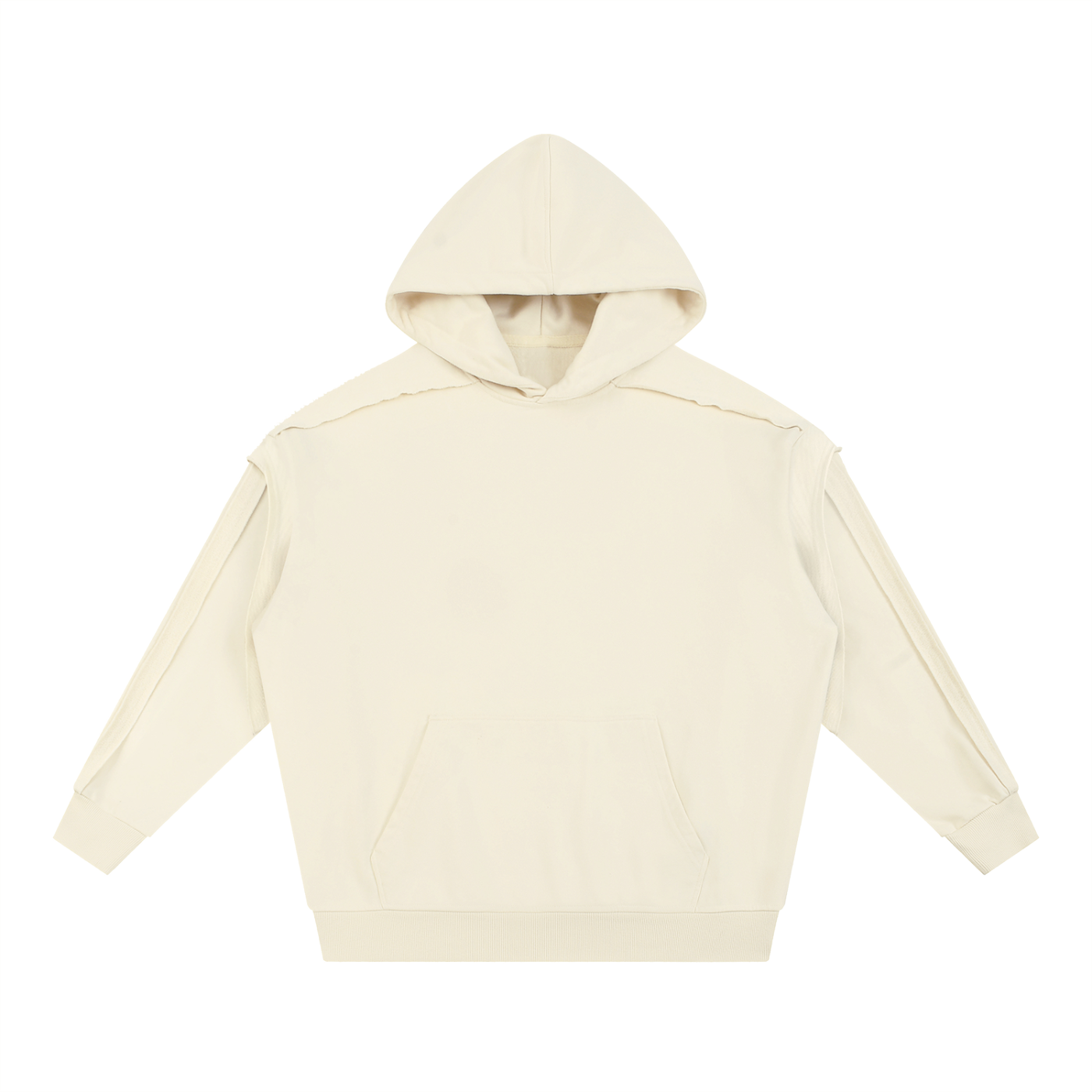contrast tape raw edge double layered hoodie