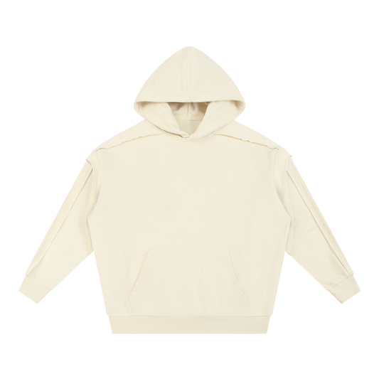 Contrast Tape Raw Edge Double Layered Hoodie