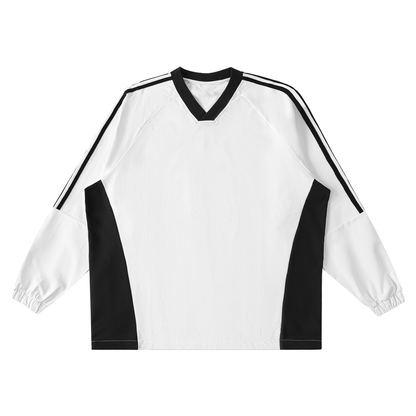 Colour-Block V-Neck Long-Sleeve T-Shirt