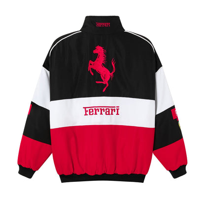 Ferrari Embroidered F1 Nascar Vintage Racing Jacket - Black/Red/White