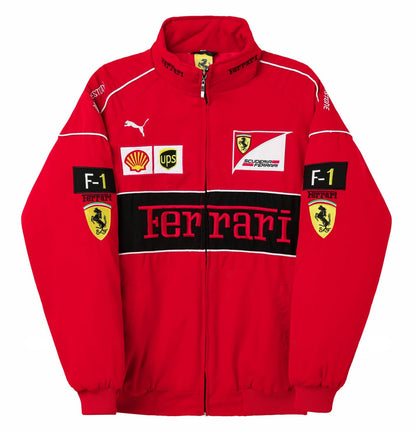 Ferrari Embroidered F1 Nascar Vintage Racing Jacket - Red/Black