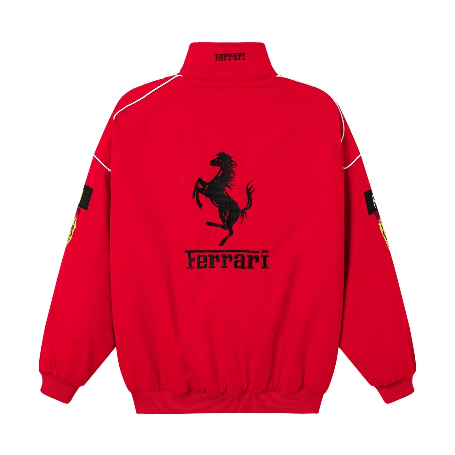 ferrari embroidered f1 nascar vintage racing jacket - red/black