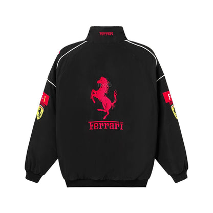 Ferrari Embroidered F1 Nascar Vintage Racing Jacket - Black/Red