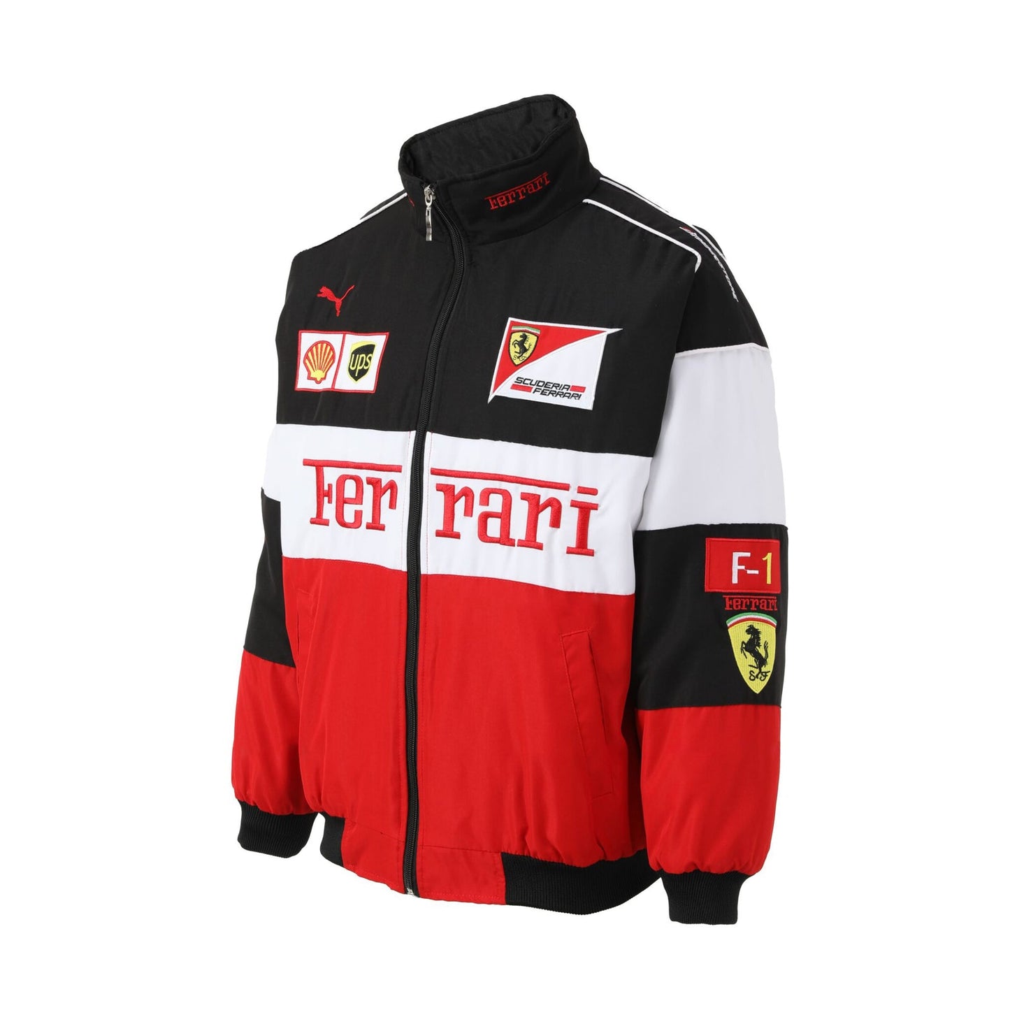 ferrari embroidered f1 nascar vintage racing jacket - black/red/white