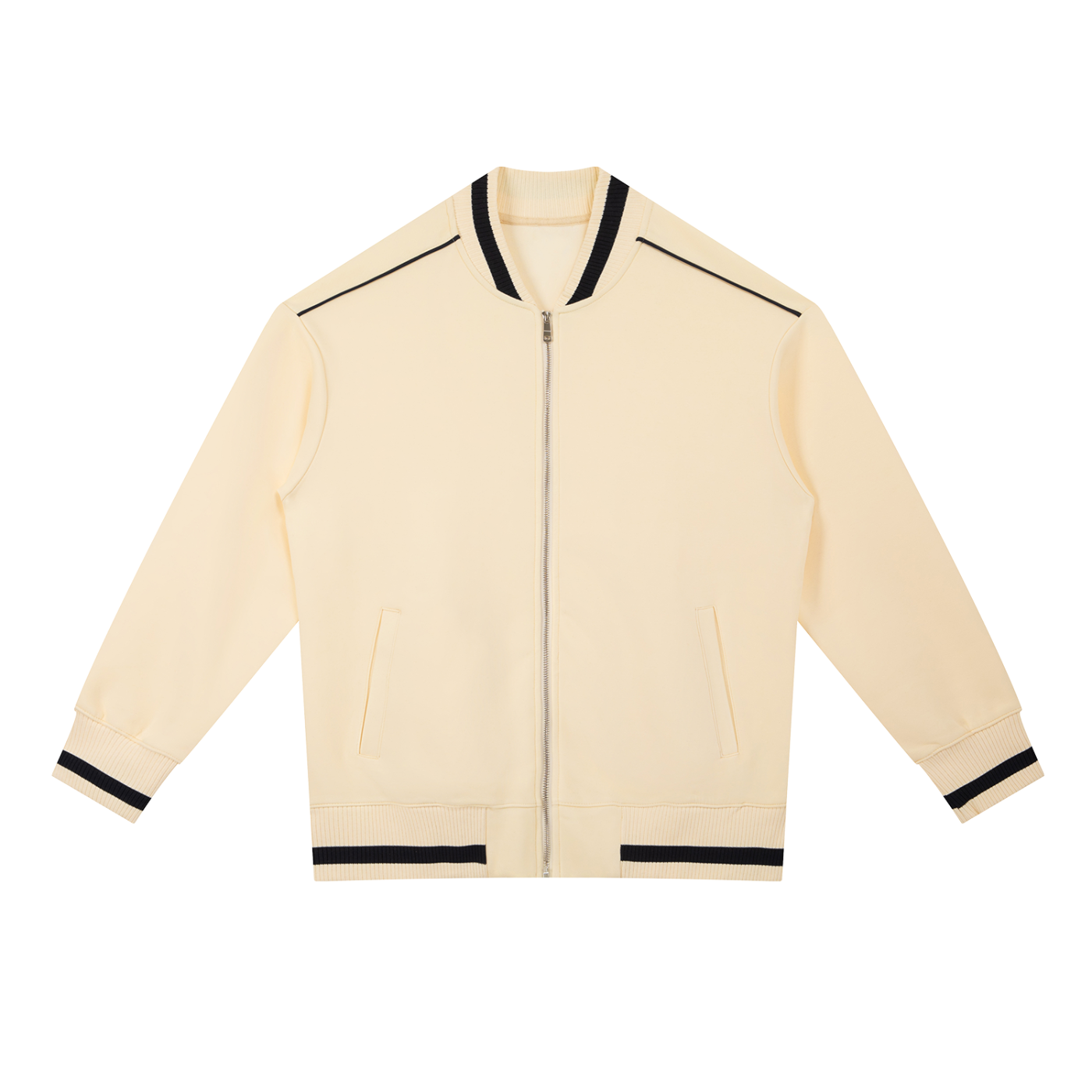 contrast piping zip bomber jacket
