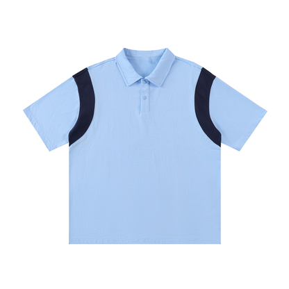 Contrast Panel Cotton Polo Shirt