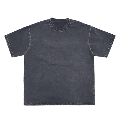 Acid Washed Raw-Edge Neckline T-Shirt