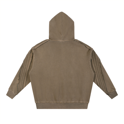 Acid Washed Tape Raw Edge Hoodie