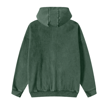 Acid Washed Zip-Through Fleece Hoodie