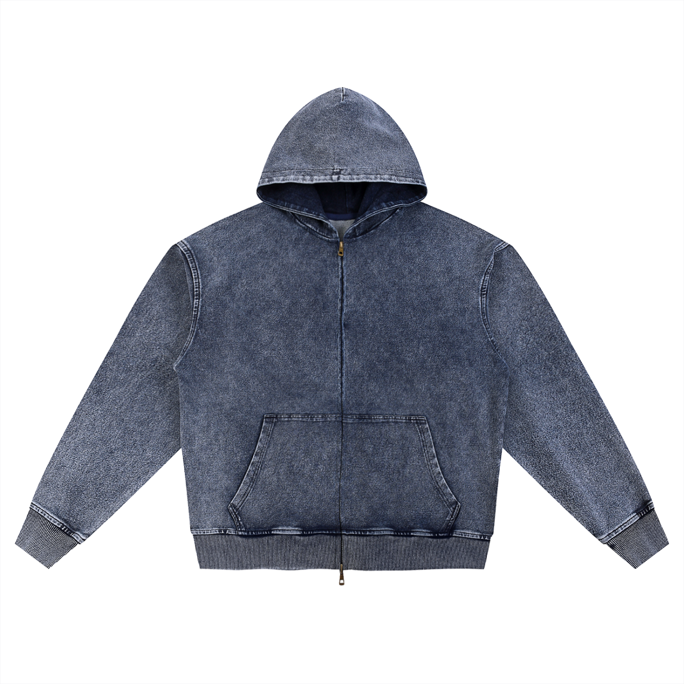 acid wash oversized zip-up hoodie