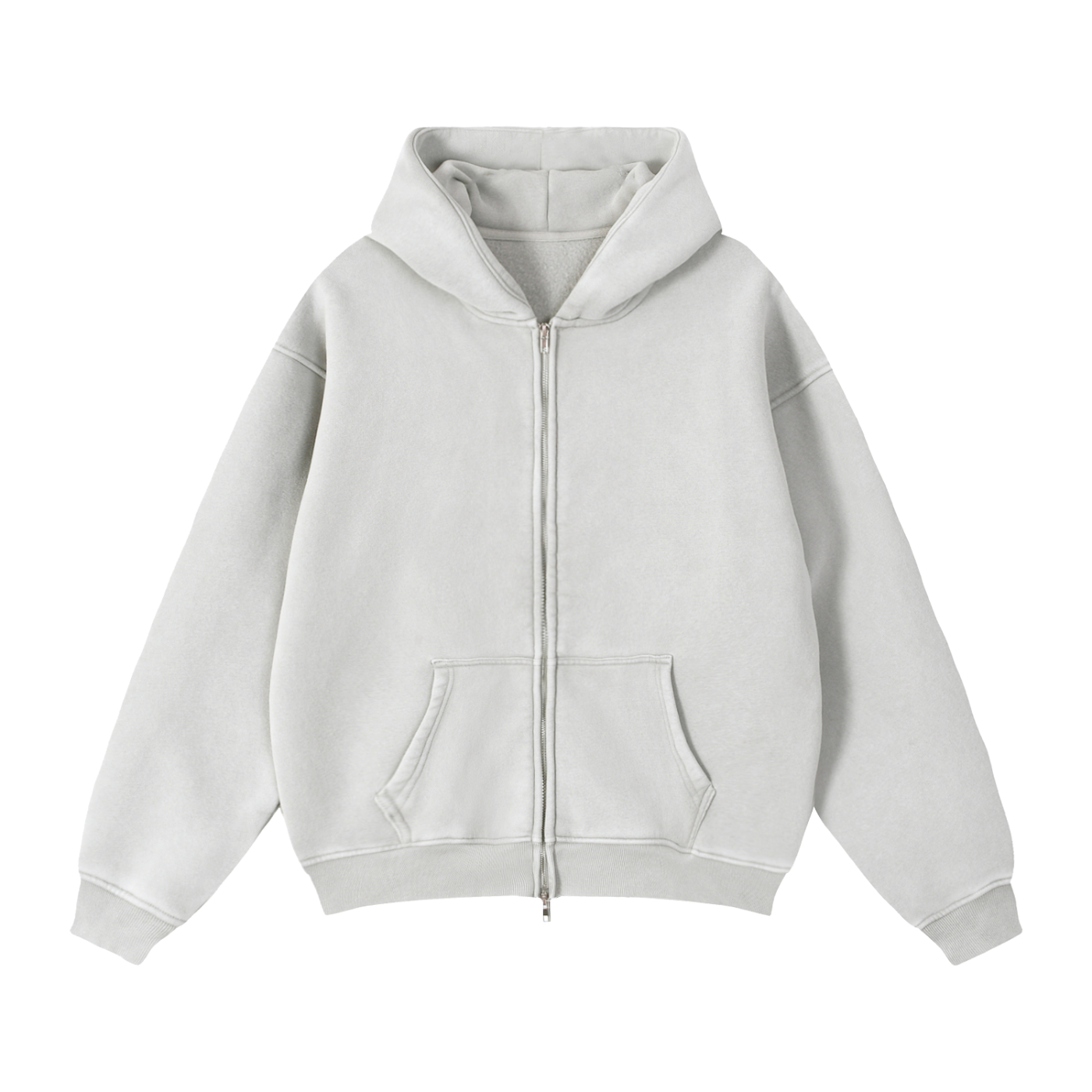 zip-through boxy fleece hoodie