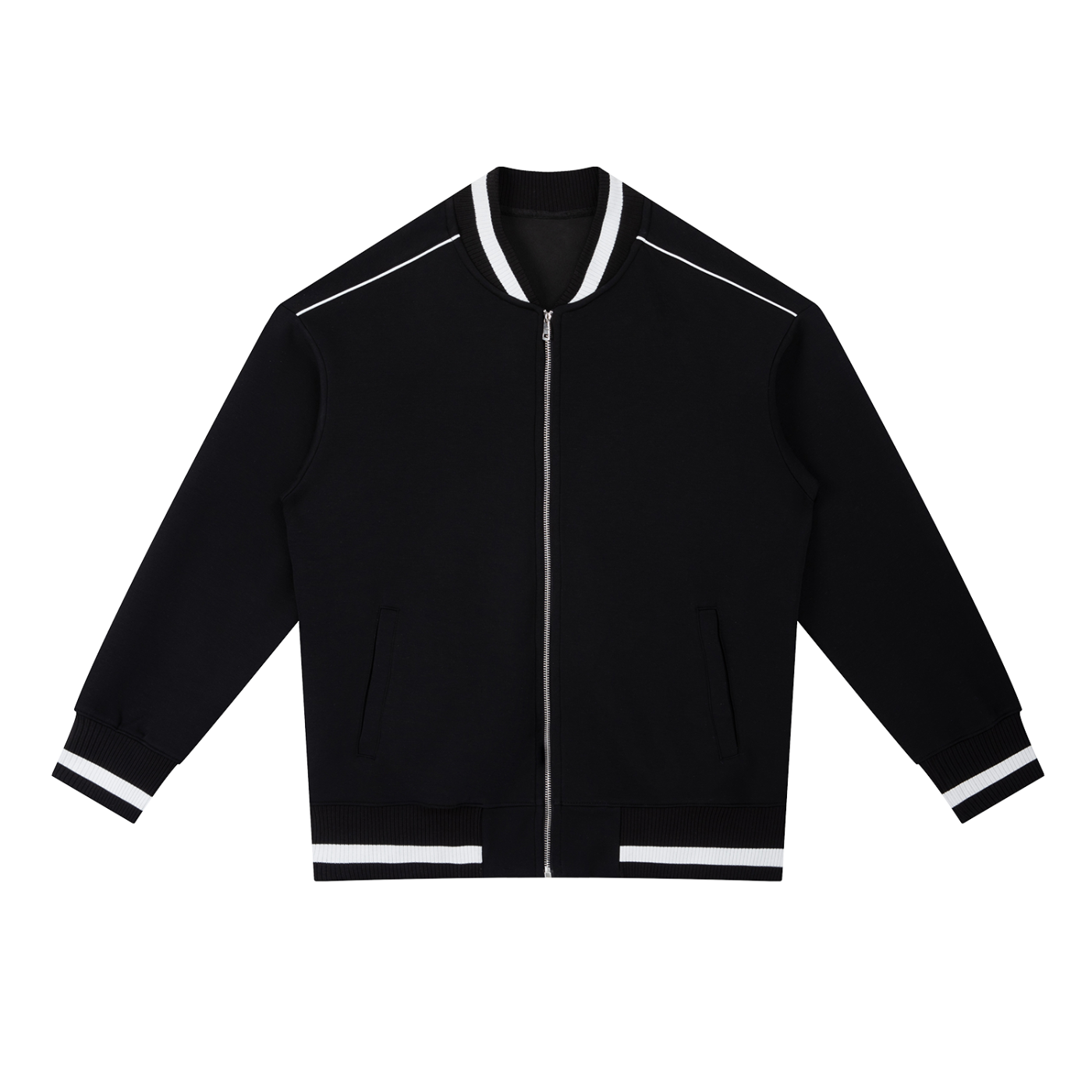 contrast piping zip bomber jacket