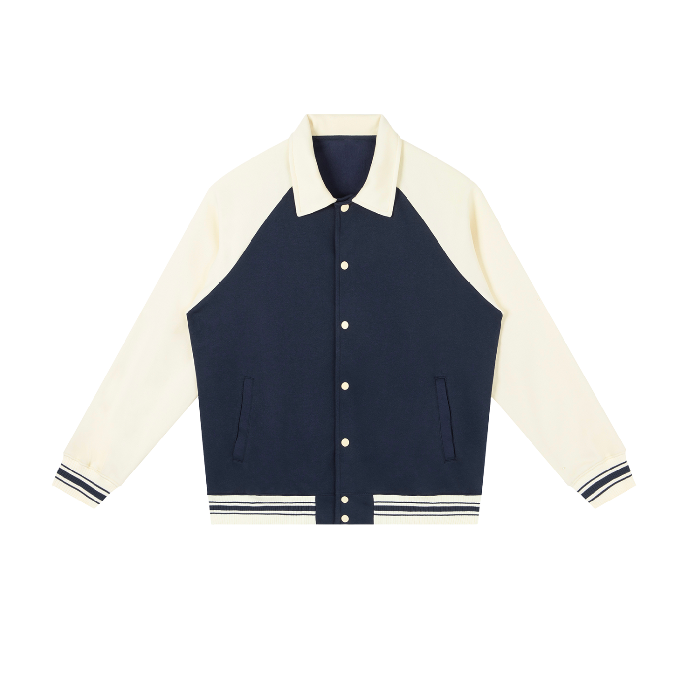 contrast raglan sleeve baseball jacket