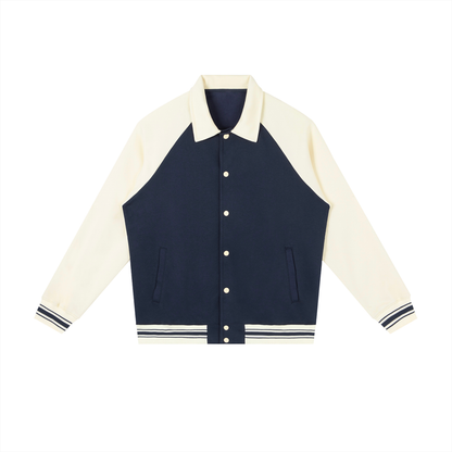 Contrast Raglan Sleeve Baseball Jacket