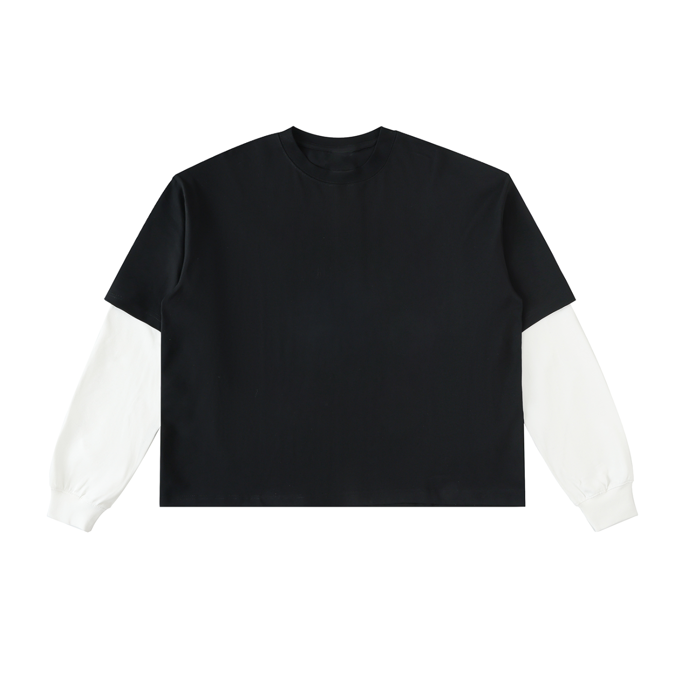 layered contrast sleeve cotton t-shirt