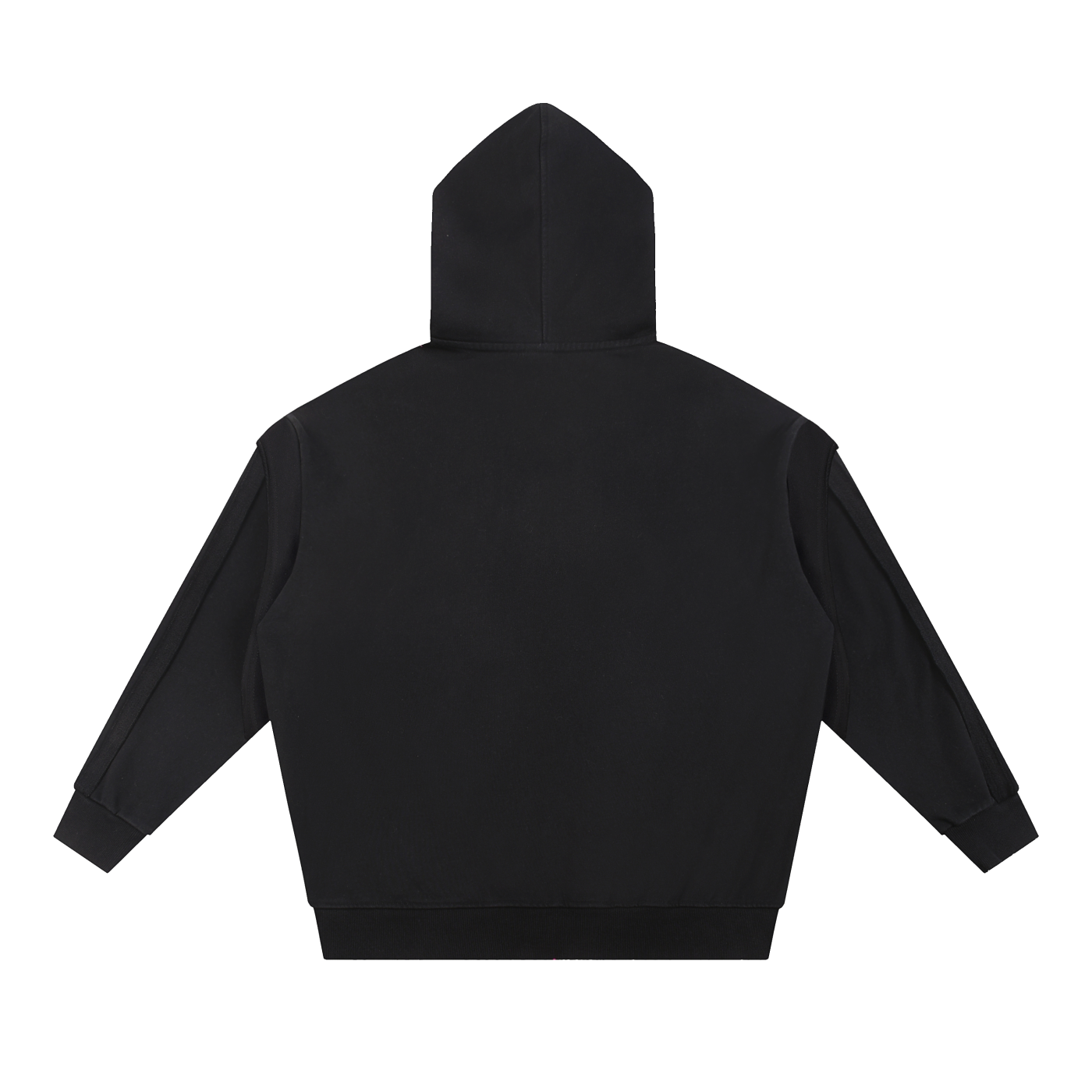 contrast tape raw edge double layered zip hoodie
