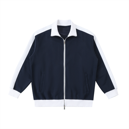 Contrast Trim Stand Collar Jacket