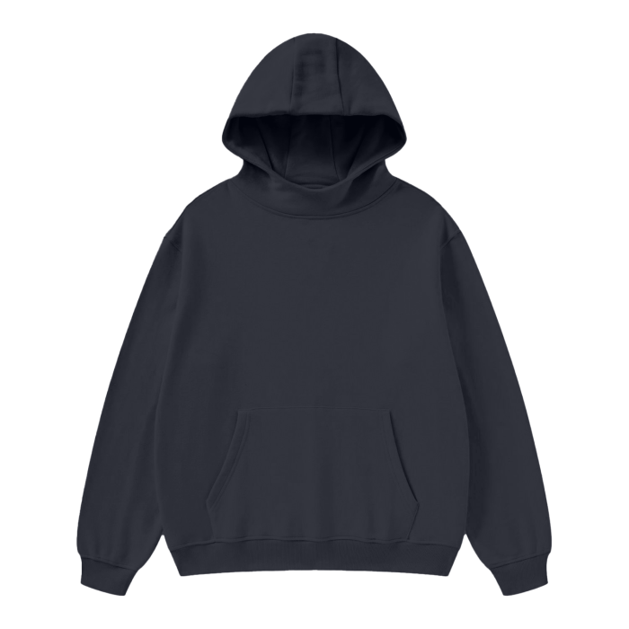 high neck insulated fog solid color fleece hoodie 385 gsm