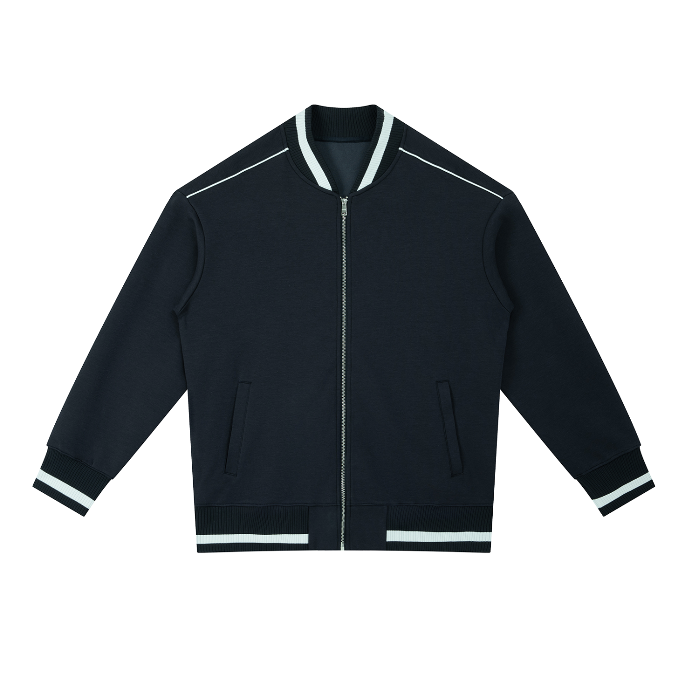 contrast piping zip bomber jacket