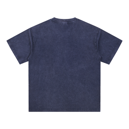 Acid Washed V-Neck Cotton T-Shirt