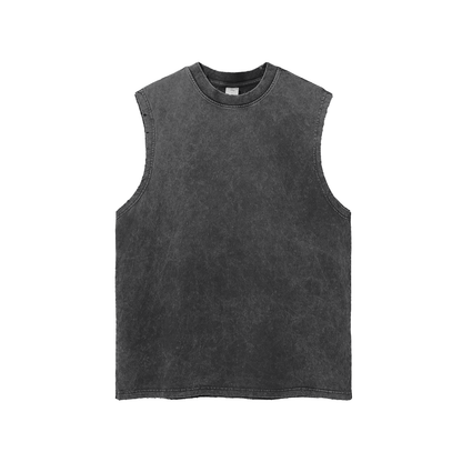Acid Washed Frayed Hem Tank Top