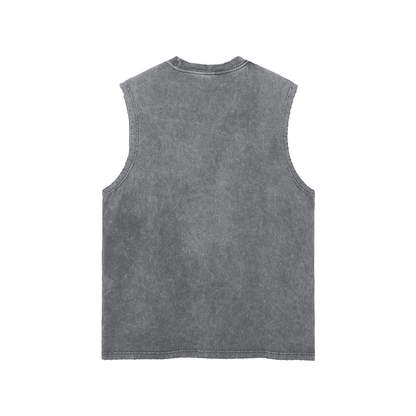 Acid Washed Frayed Hem Tank Top