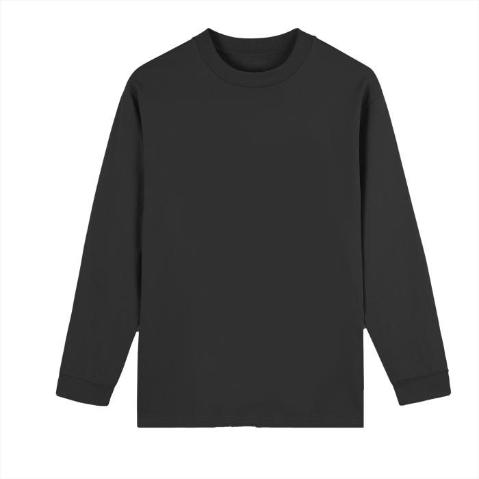 crew neck heavyweight 100% cotton drop shoulder long sleeve shirt 270 gsm