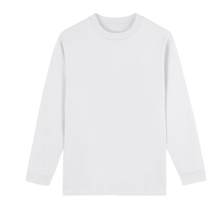 crew neck heavyweight 100% cotton drop shoulder long sleeve shirt 270 gsm