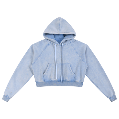 Acid Washed Cropped Hoodie