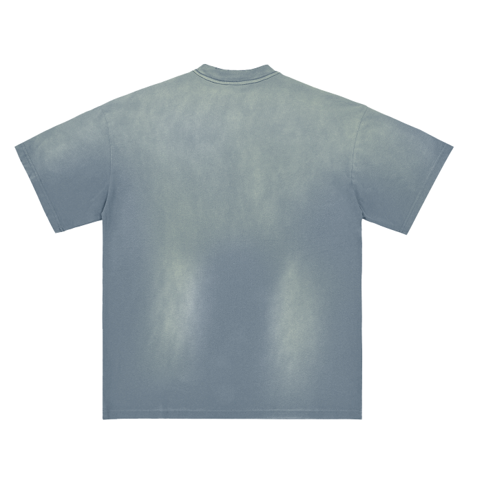 monkey washed distressed drop shoulder crew neck t-shirt 270 gsm