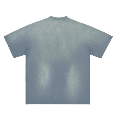 Monkey Washed Distressed Drop Shoulder Crew Neck T-Shirt 270 GSM