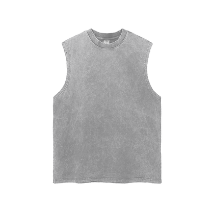 Acid Washed Frayed Hem Tank Top