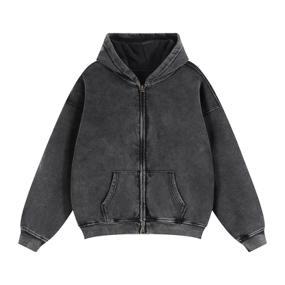 Zip-Through Boxy Fleece Hoodie