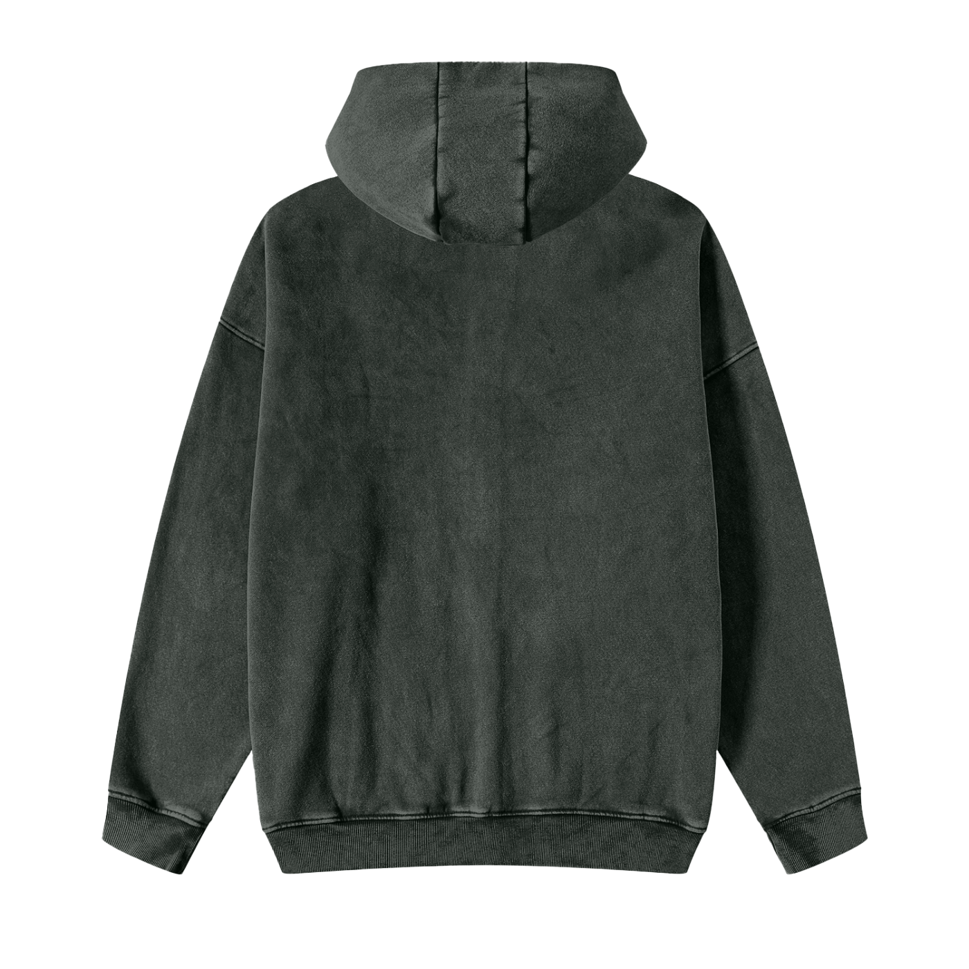acid washed zip-through fleece hoodie