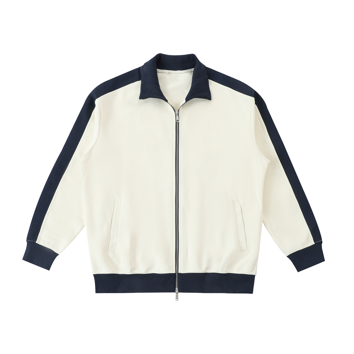 contrast trim stand collar jacket