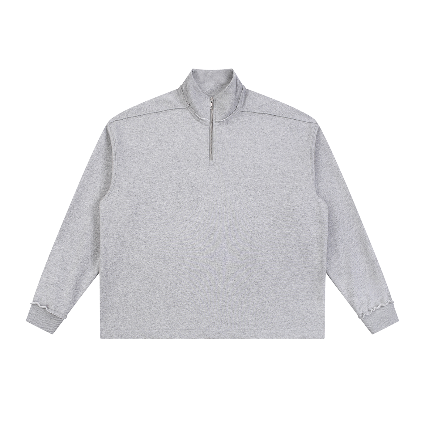 half-zip rolled edge fleece sweatshirt