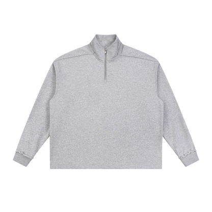 Half-Zip Rolled Edge Fleece Sweatshirt