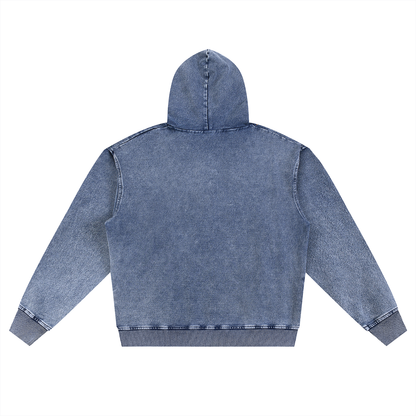 Acid Wash Oversized Zip-Up Hoodie