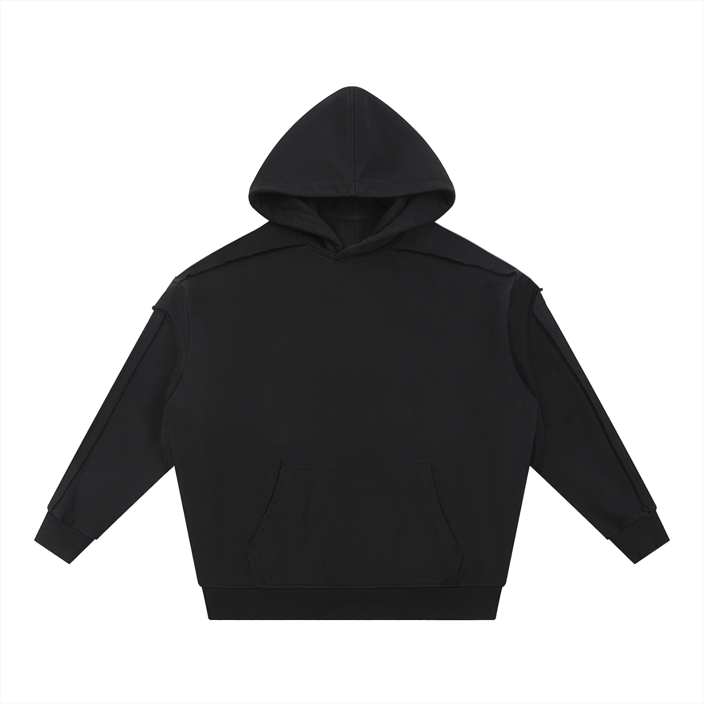 contrast tape raw edge double layered hoodie