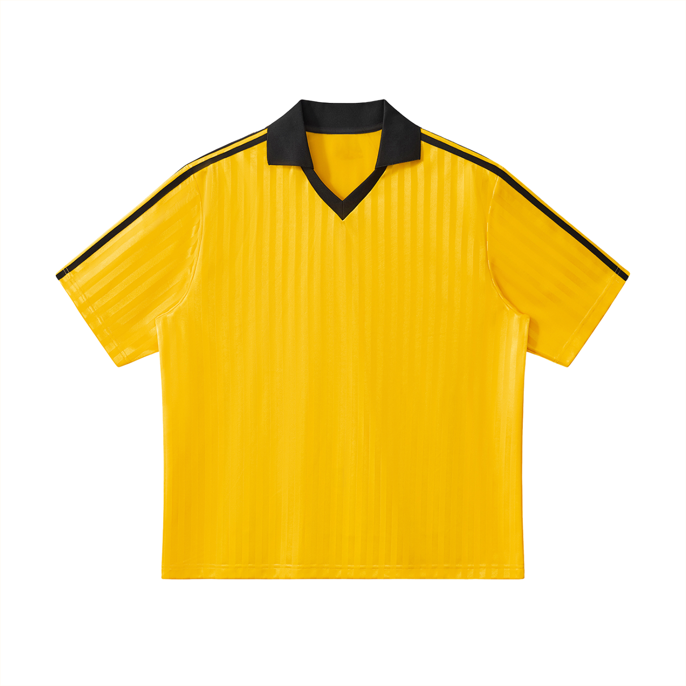 contrast collar striped football jersey
