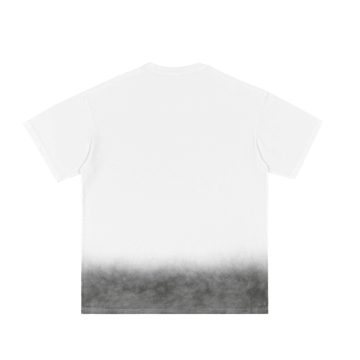 grey gradient on white vintage washed t-shirt 250 gsm