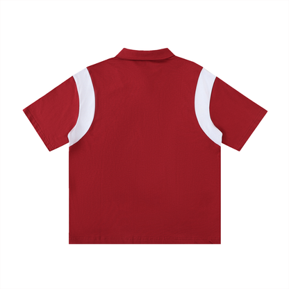 Contrast Panel Cotton Polo Shirt