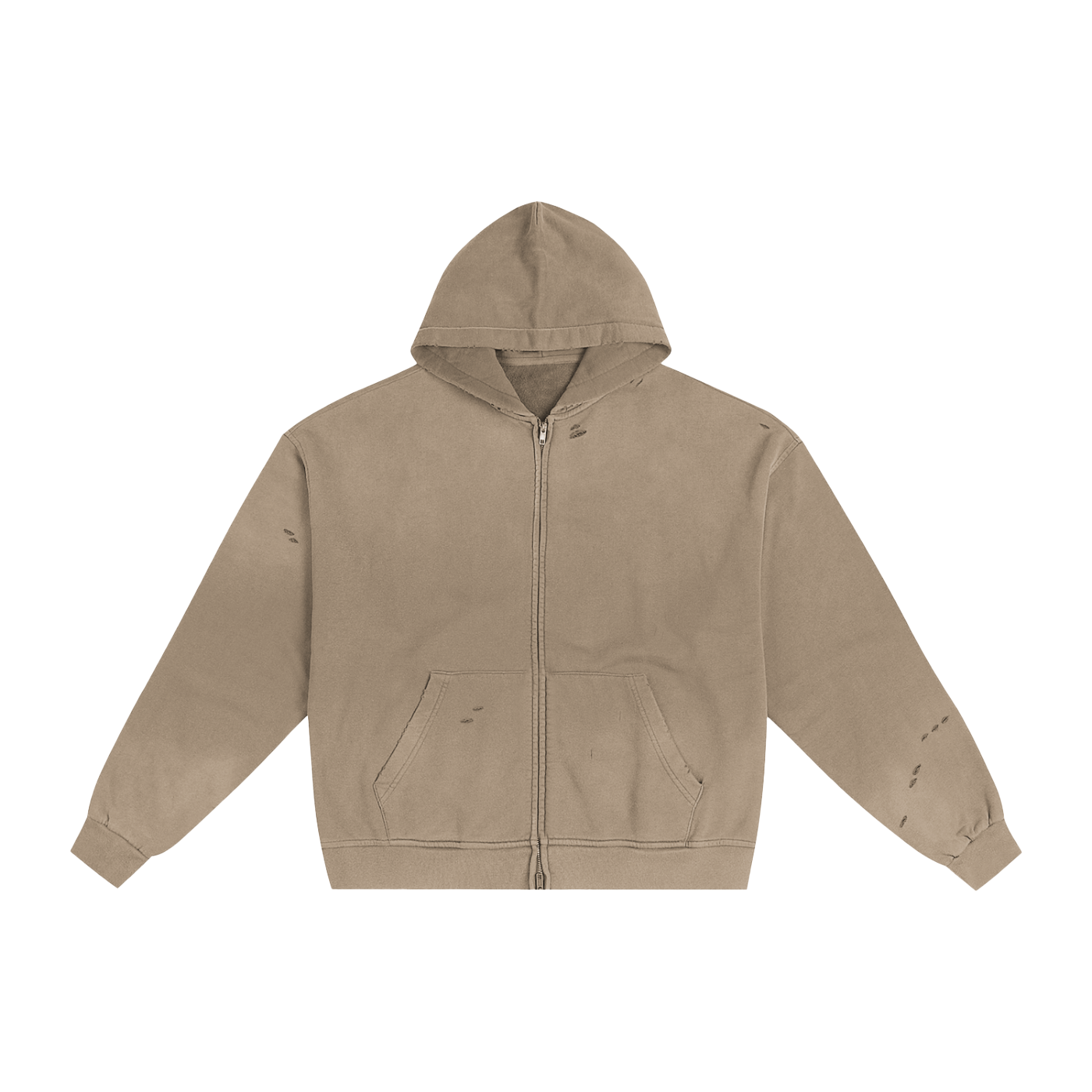 hand-frayed sunfade zip hoodie