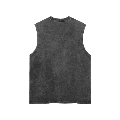Acid Washed Frayed Hem Tank Top