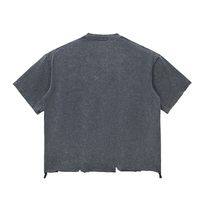 Acid Wash Raw-Hem Boxy T-shirt